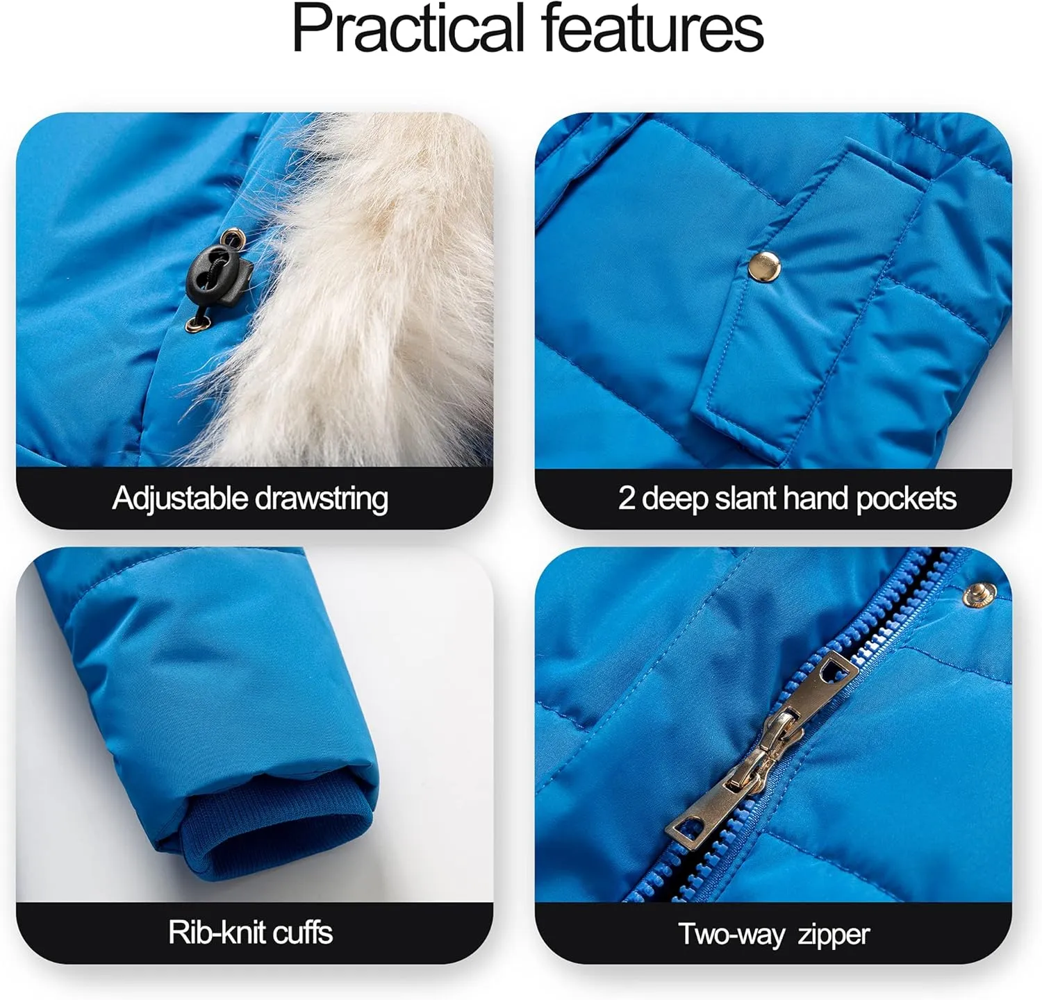 Chrisuno Women's Winter Warm Coats Puffer Jacket Long Drawstring Waterproof Snow Parka With Removable Faux Fur Trim Hood