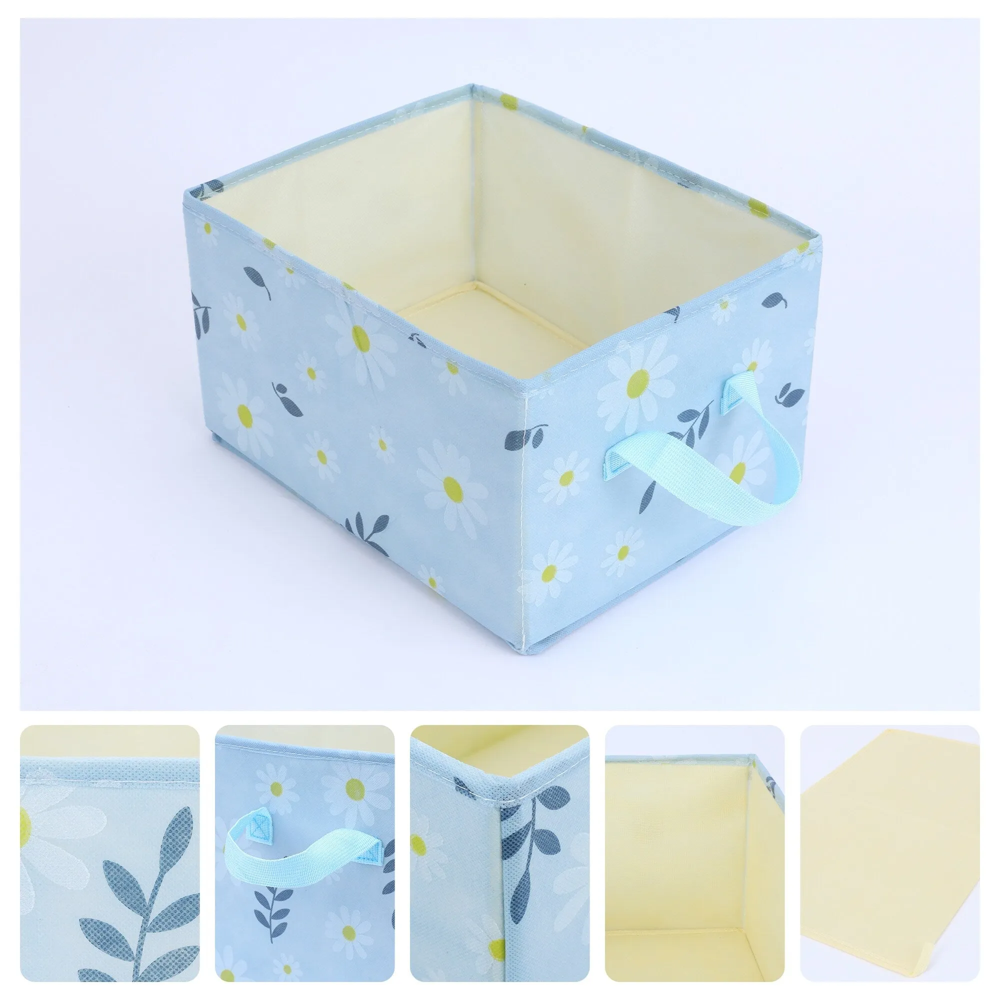 Chrysanthemum Storage Cube with Handles, Collapsible Fabric Storage Bins for Shelves Closet, 1 Pack Storage Basket for Clothes