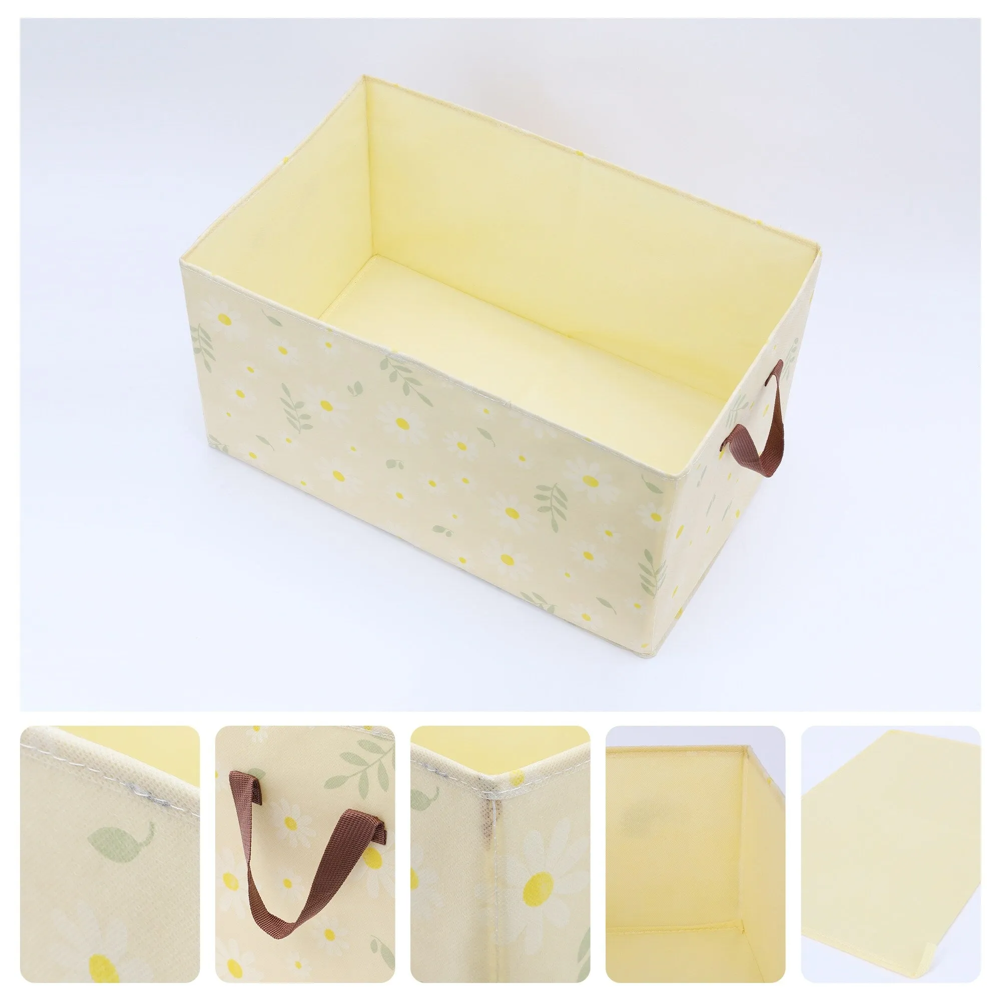 Chrysanthemum Storage Cube with Handles, Collapsible Fabric Storage Bins for Shelves Closet, 1 Pack Storage Basket for Clothes