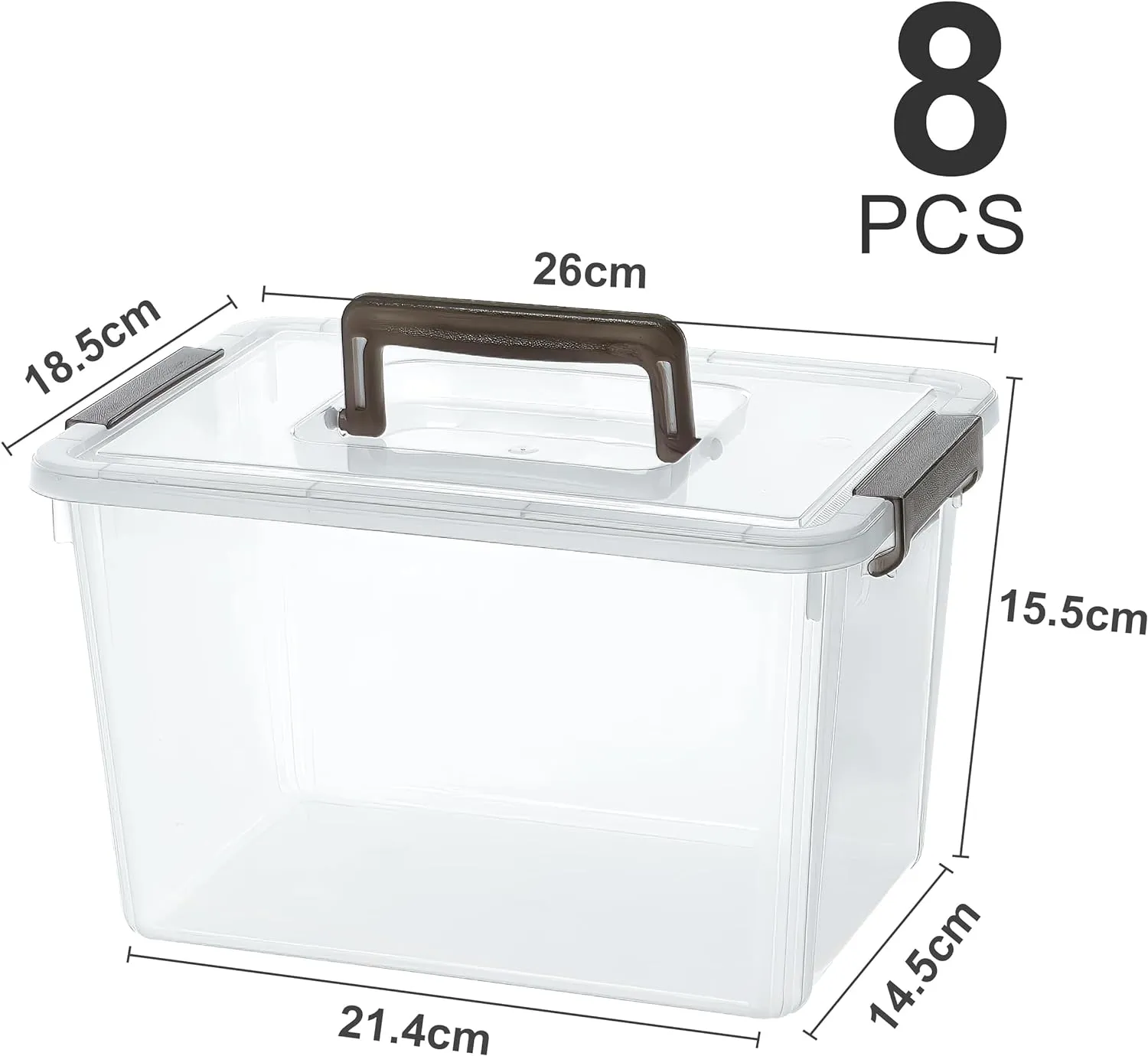 Citylife 8 Packs 6 QT Plastic Storage Bins with Latching Lids Clear Storage Box with handle Stackable Storage Containers for Organizing Snacks, Crafts, Toys, Tools