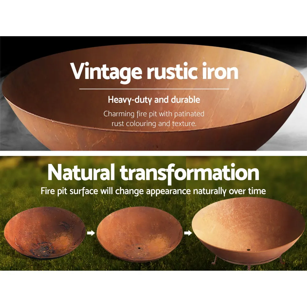 Classic Fire Pit (70cm) Steel Bowl - Oxidized Brown