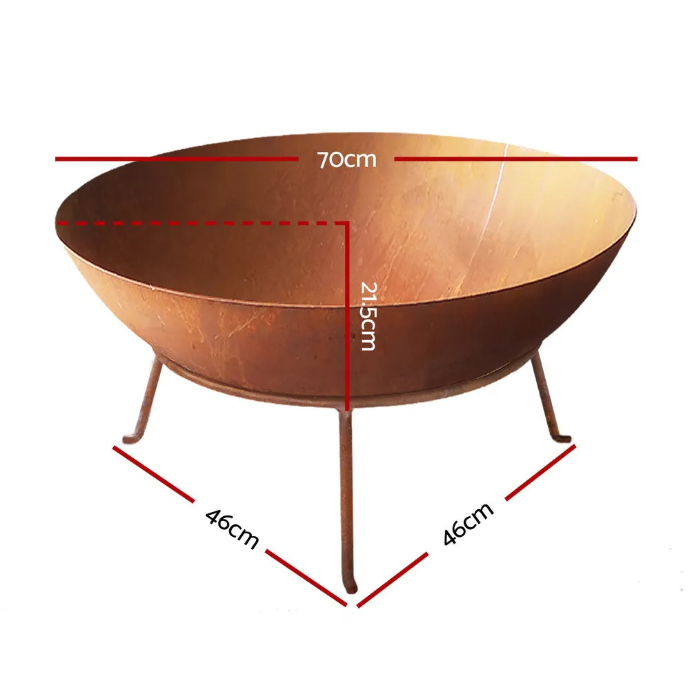 Classic Fire Pit (70cm) Steel Bowl - Oxidized Brown