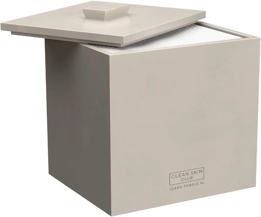CLEAN SKIN CLUB Cement Box for 50 Disposable Clean Towels XL (Towels NOT Included), Concrete Container for Face Towelettes Bathroom Counter Storage, Stone Bin for Cleansing Facial Dry Wipes