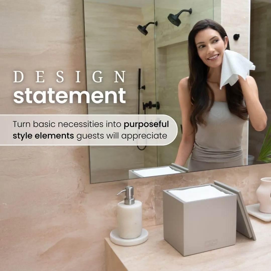 CLEAN SKIN CLUB Cement Box for 50 Disposable Clean Towels XL (Towels NOT Included), Concrete Container for Face Towelettes Bathroom Counter Storage, Stone Bin for Cleansing Facial Dry Wipes