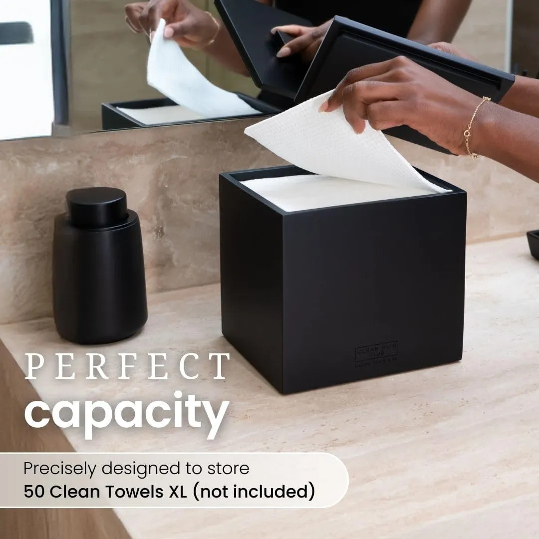 CLEAN SKIN CLUB Cement Box for 50 Disposable Clean Towels XL (Towels NOT Included), Concrete Container for Face Towelettes Bathroom Counter Storage, Stone Bin for Cleansing Facial Dry Wipes