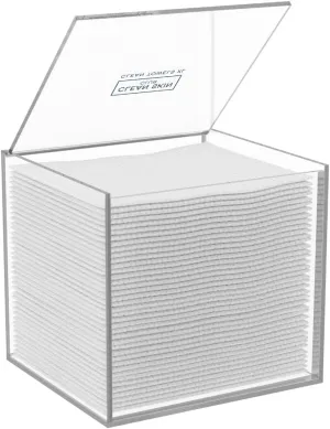 CLEAN SKIN CLUB Clear Acrylic Box for Clean Towels XL (NOT Included), Container For 50 Disposable Clean Towels XL, Face Towelettes Bathroom Counter Storage, Stone Bin for Cleansing Facial Dry Wipes