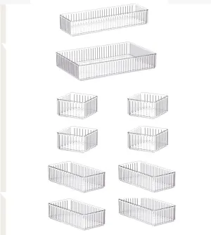 Clear Acrylic Cosmetic Holder for Bathroom and Dresser Organization, 10 Pieces