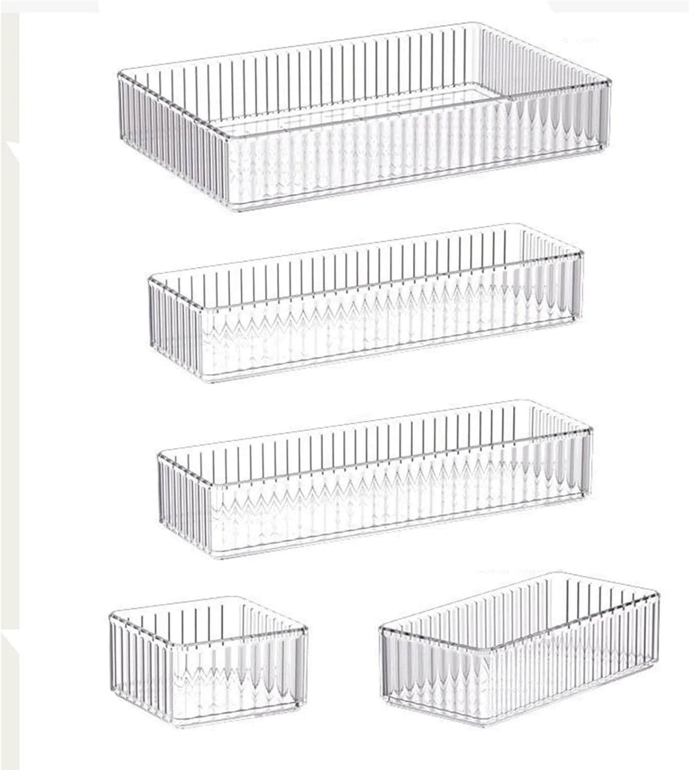 Clear Acrylic Cosmetic Holder for Bathroom and Dresser Organization, 5 Pieces
