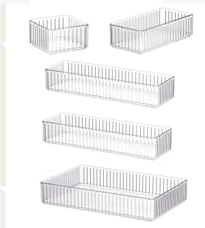 Clear Acrylic Cosmetic Holder for Bathroom and Dresser Organization, 5 Pieces