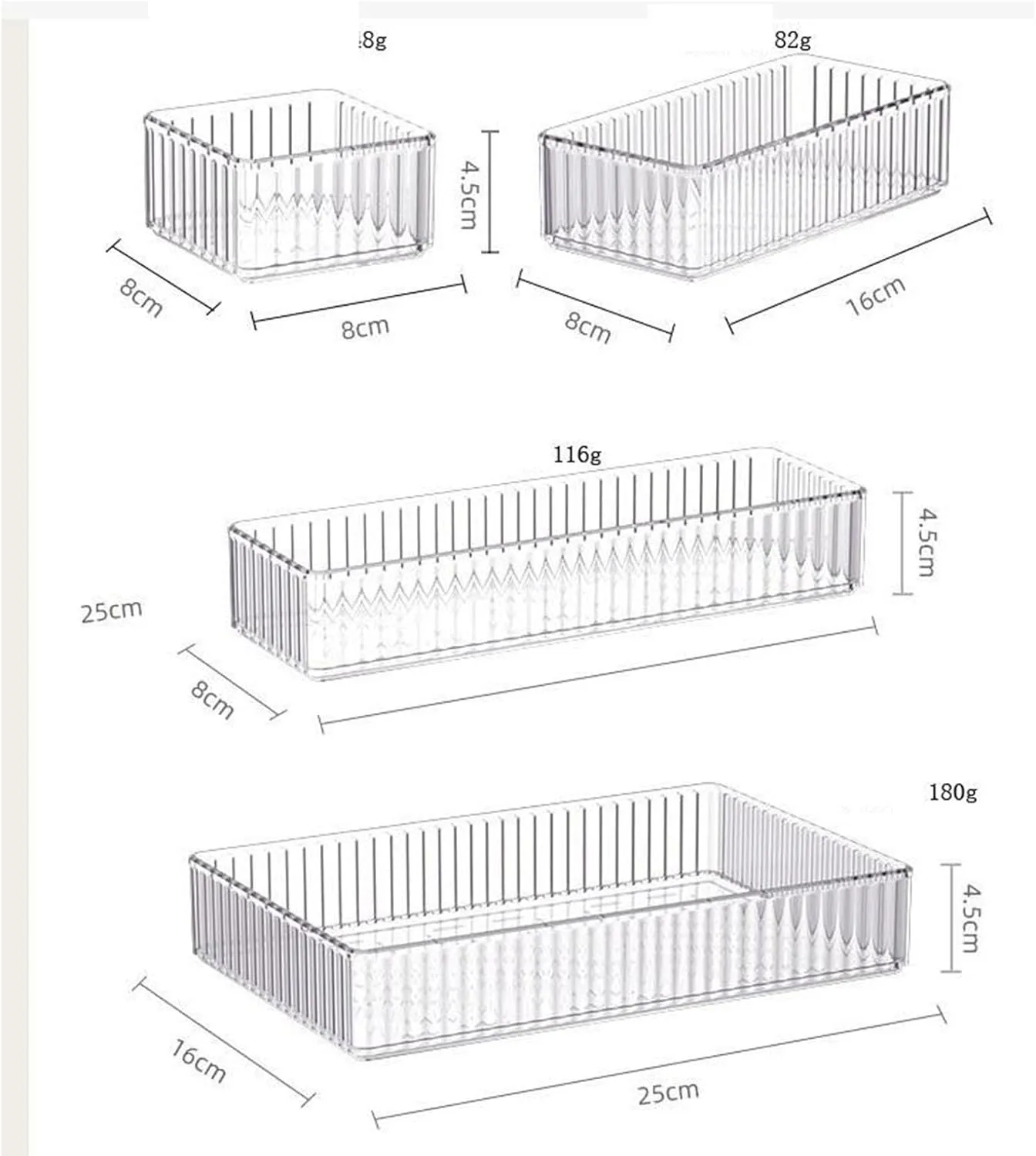 Clear Acrylic Cosmetic Holder for Bathroom and Dresser Organization, 5 Pieces