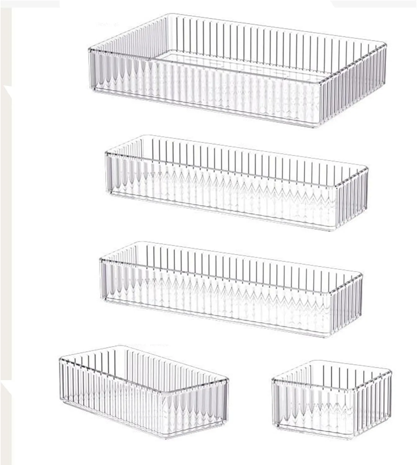 Clear Acrylic Cosmetic Holder for Bathroom and Dresser Organization, 5 Pieces