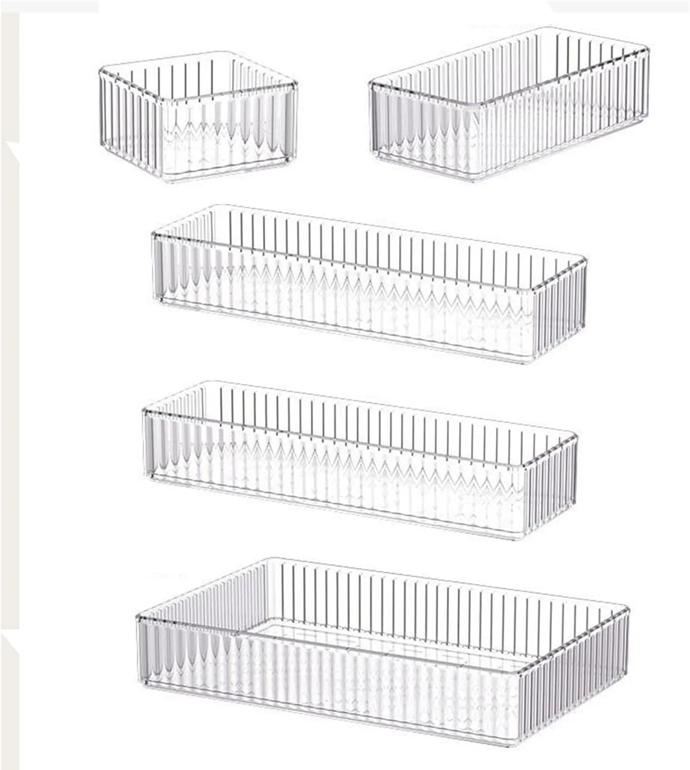 Clear Acrylic Cosmetic Holder for Bathroom and Dresser Organization, 5 Pieces