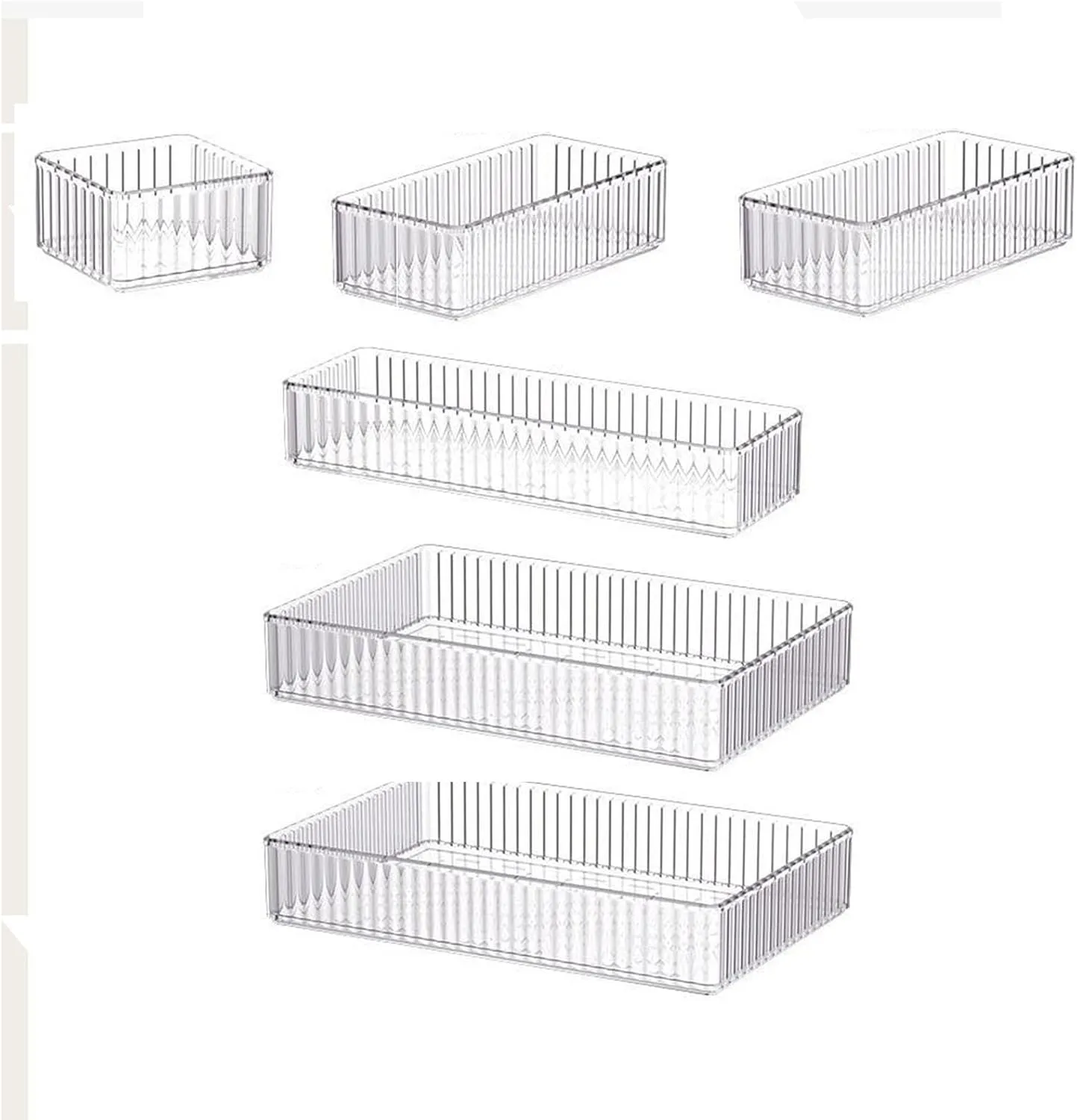 Clear Acrylic Cosmetic Holder for Bathroom and Dresser Organization, 6 Pieces