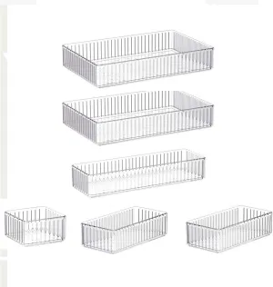 Clear Acrylic Cosmetic Holder for Bathroom and Dresser Organization, 6 Pieces