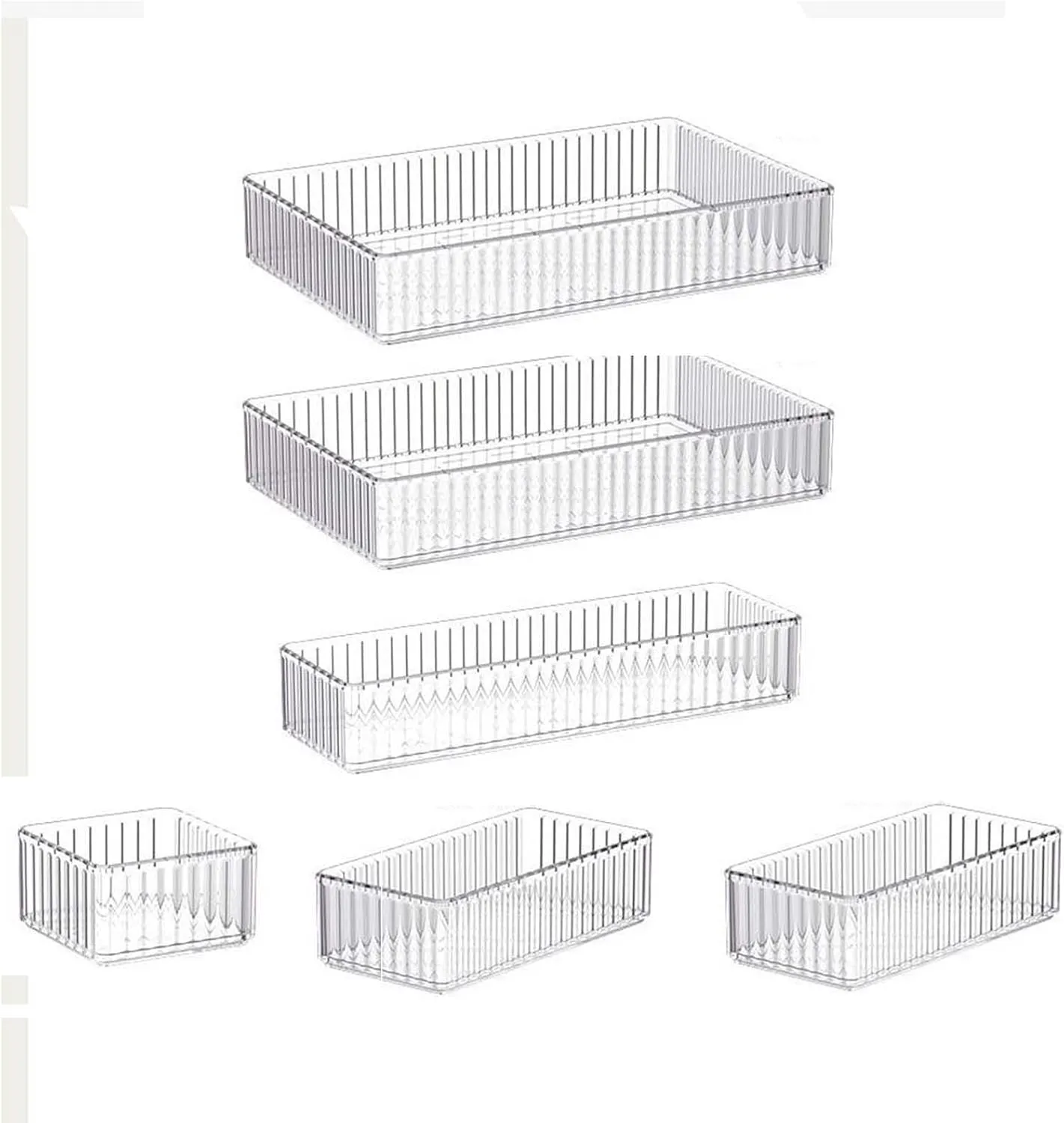 Clear Acrylic Cosmetic Holder for Bathroom and Dresser Organization, 6 Pieces