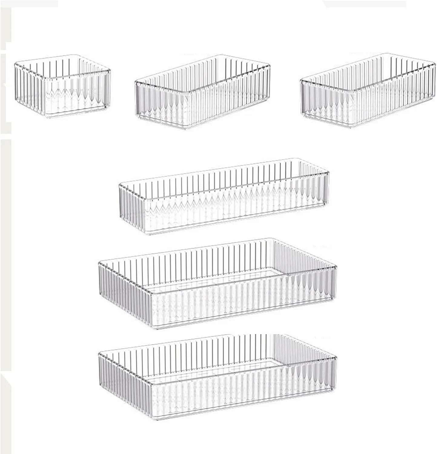 Clear Acrylic Cosmetic Holder for Bathroom and Dresser Organization, 6 Pieces