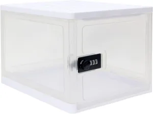 Clear Lockable Storage Box for Food，Tech and Home Safety, Medicine Lock Box for Safe Medication,Lockable Storage Bin，Refrigerator Storage Bins, Tablet Phone Jail Lock Box (Clear)