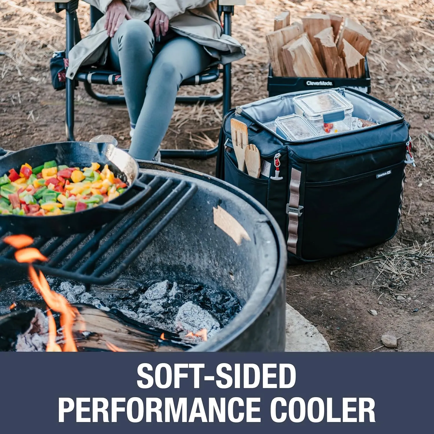 CleverMade 55-Pound Performance Cooler Bag – Insulated Leak Proof Soft Cooler Bag, Portable Travel Beach Lunch Picnic Bag, 18" x 12.5" x 14.25", Black