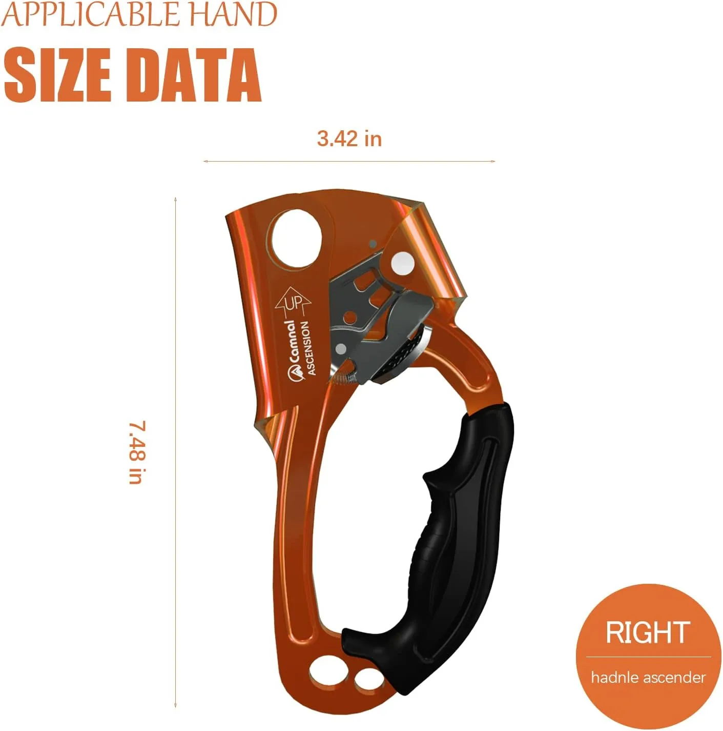 Climbing Ascender UIAA & CE Certified Hand Ascender, Rope Ascender with Ergonomic Rubber Handle, Suit for 8~13mm Ropes