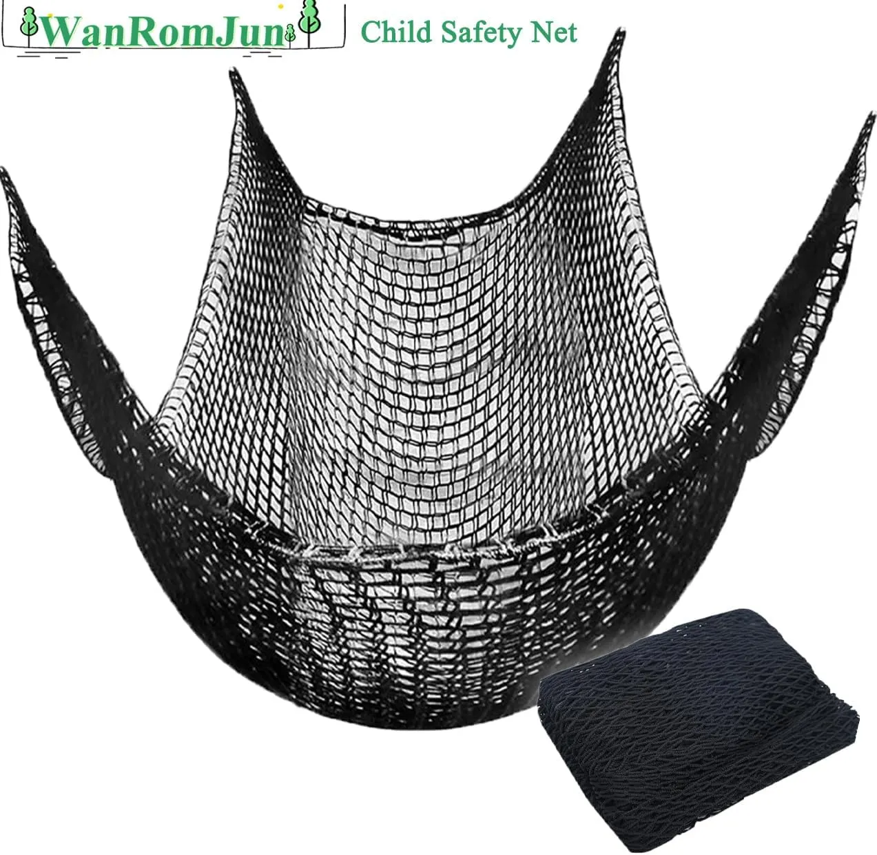 Climbing Cargo Net for Kids - Double Layers Heavy Duty Playground Safety Net, Outdoor Climbing Net for Treehouse Accessories, Backyard, Jungle Obstacle Training & Adventure(9.8x9.8ft),Black