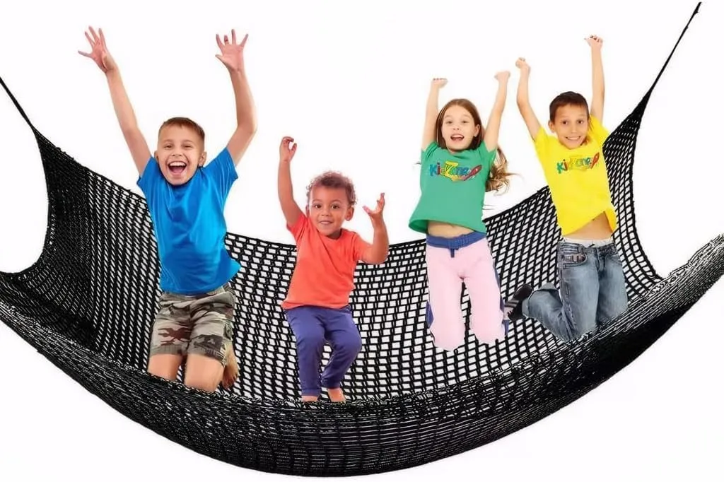 Climbing Cargo Net for Kids - Double Layers Heavy Duty Playground Safety Net, Outdoor Climbing Net for Treehouse Accessories, Backyard, Jungle Obstacle Training & Adventure(9.8x9.8ft),Black