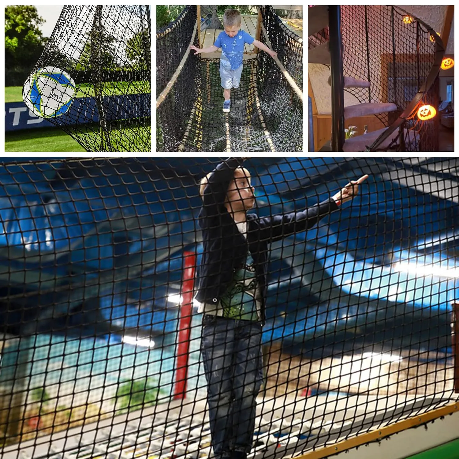 Climbing Cargo Net for Kids Outdoor Balcony Safety Net Rope Netting Playground Climbing Net Stairway Railing Safety Net for Children Pets Toys Knotless Polyester Sports Netting