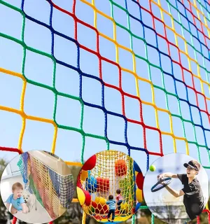 Climbing Cargo Net for Kids,Balcony Safety Net for Kids,Playground Stairway Railing Safety Netting for Children Pets Toys Knotless Polyester Sports Netting 3.3X16.6FT