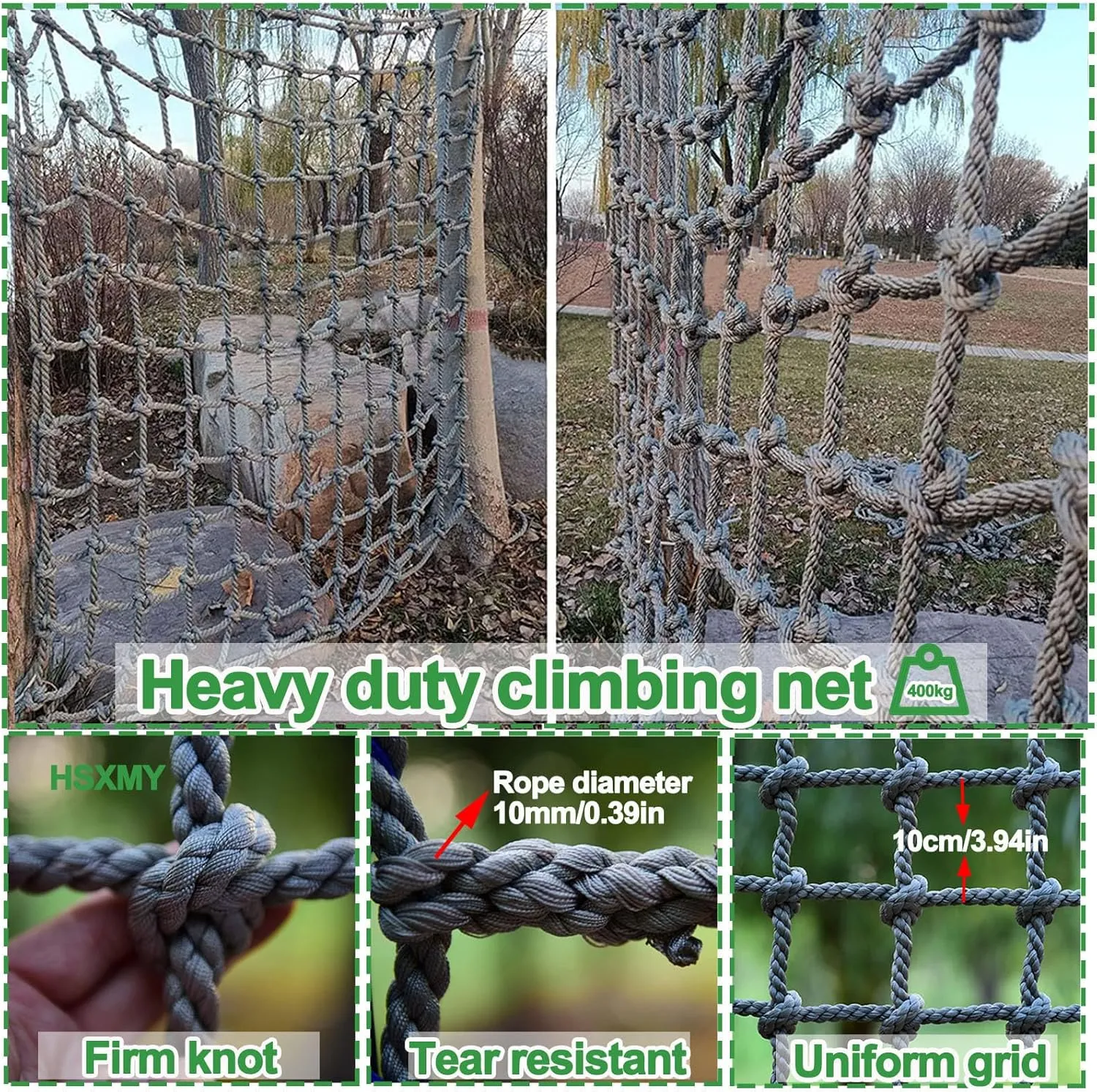 Climbing Cargo Net for Treehouse Heavy Duty Climbing Net Rope Ladder Kids Safety Net Playground Truck Trailer Cargo Net for Indoor and Outdoor,6.6x9.8ft