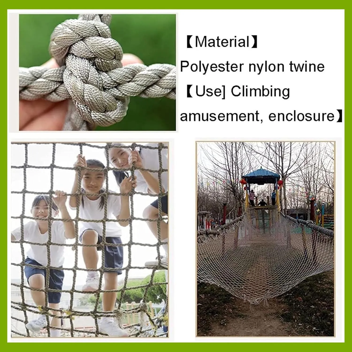 Climbing Cargo Net Heavy Duty Climbing Net,Kids Outdoor Climbing Rope & Safety Net Combo for Backyard,Rope Ladder,Swing Set,20Cm-16Mm,200x200cm