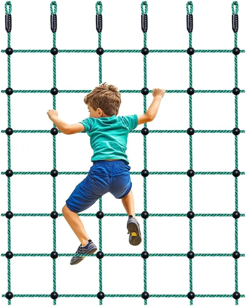 Climbing Cargo Net, Indoor Climbing net, Outdoor Cargo Webbing Net, Military Climbing Cargo Net, 100% Nylon Material Rope Ladder (49" x 77")