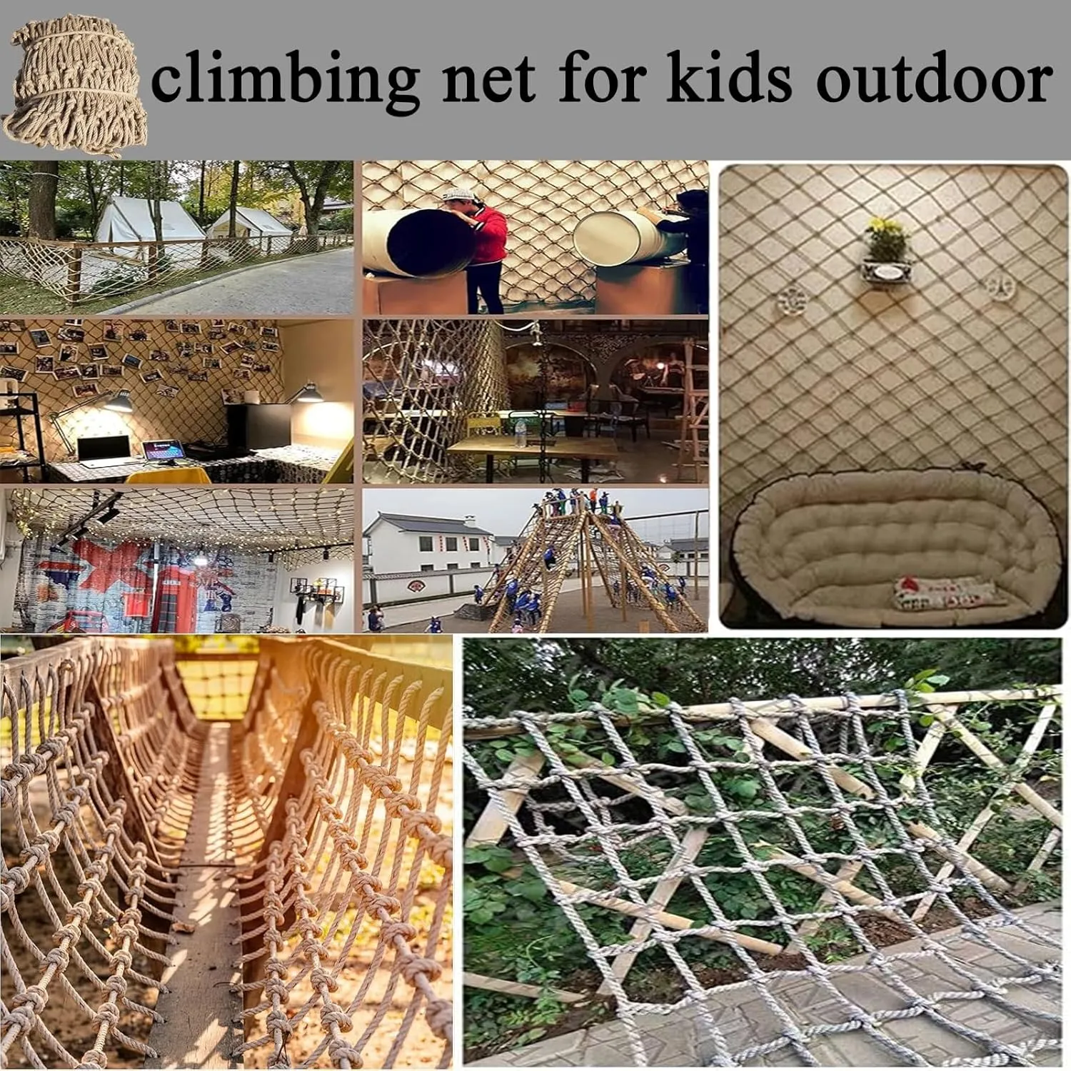 Climbing Cargo Net - Knotless Polyester Safety Netting for Treehouse Accessories, Playground Stairs, Outdoor Adventures, 3x23FT / 1x7M - Durable Cargo Rope for ' Safety