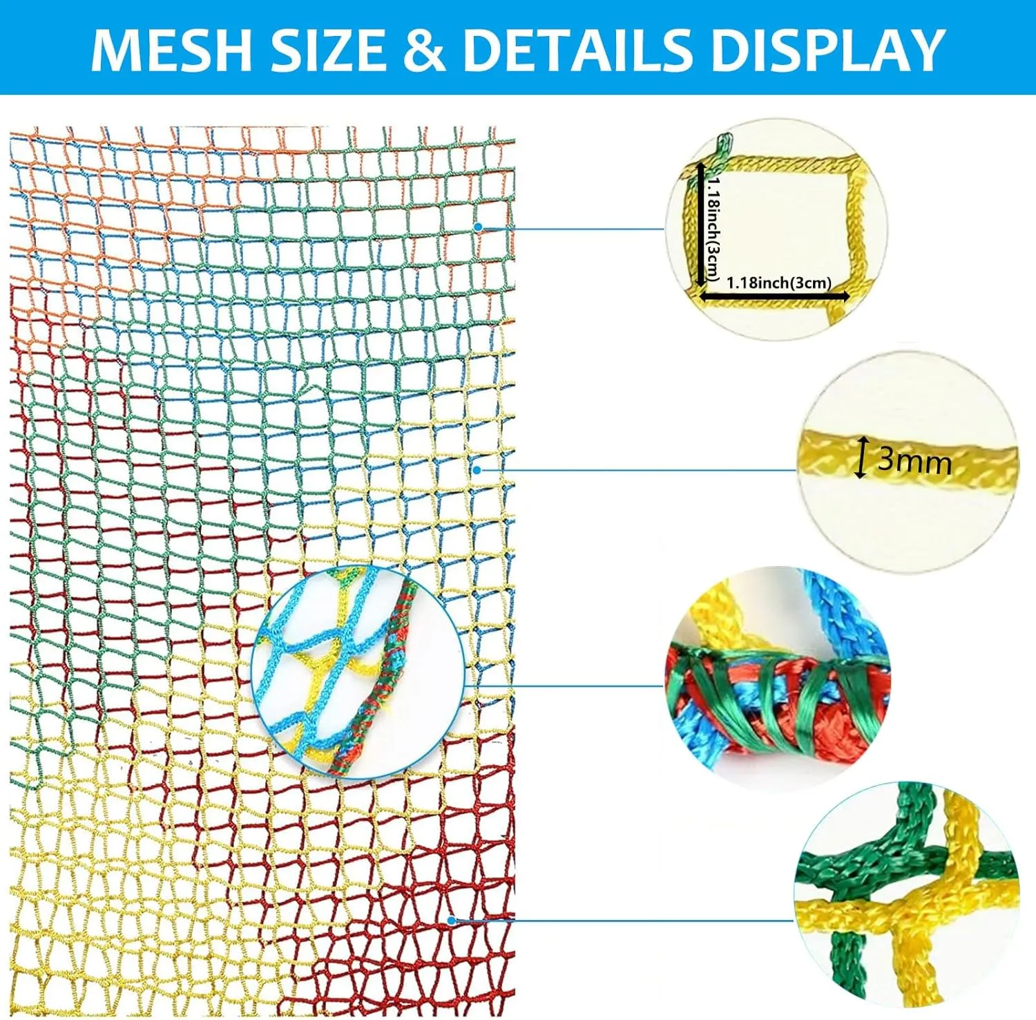 Climbing Cargo net, Polyester Double Layers Playground Safety Net, Backyard Climbing Net, for Treehouse Accessories; Jungle Gyms; Outdoor Equipment Set(Size:3x4)