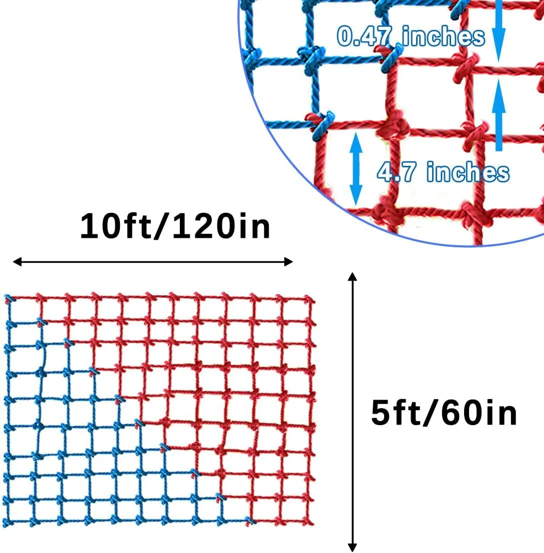 Climbing Cargo Net, Polyester Playground Climbing Net, Heavy Duty Large Military Climbing Net for Kids Outdoor, Kids Safety Protection Net, Rope Ladder, Jungle Gyms, Swingset, Treehouse