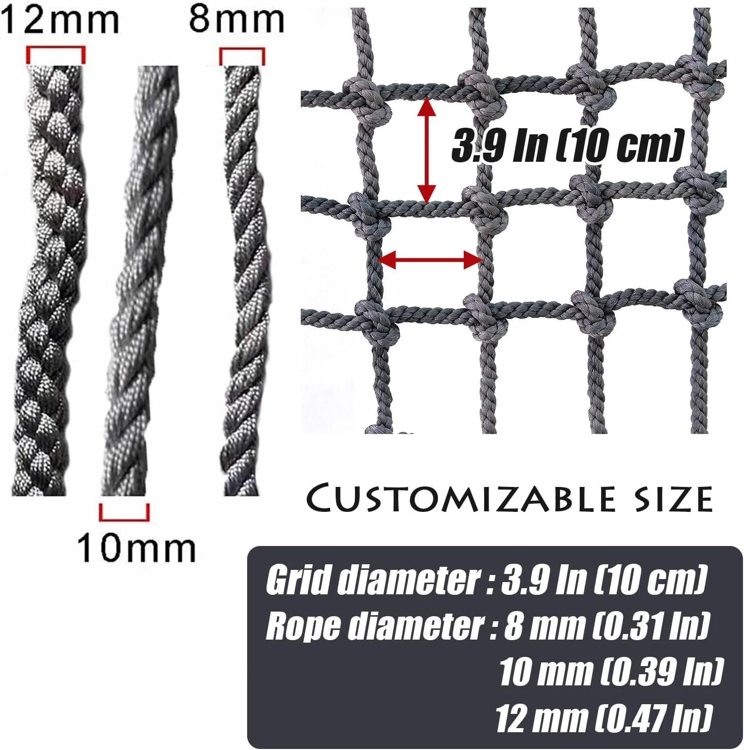 Climbing Cargo Net,Playground Climbing Net,Heavy Duty Climbing Net,Safety Protection Net,Rope Ladder,Swingset,Treehouse(Size:118 * 157.5 Inch)