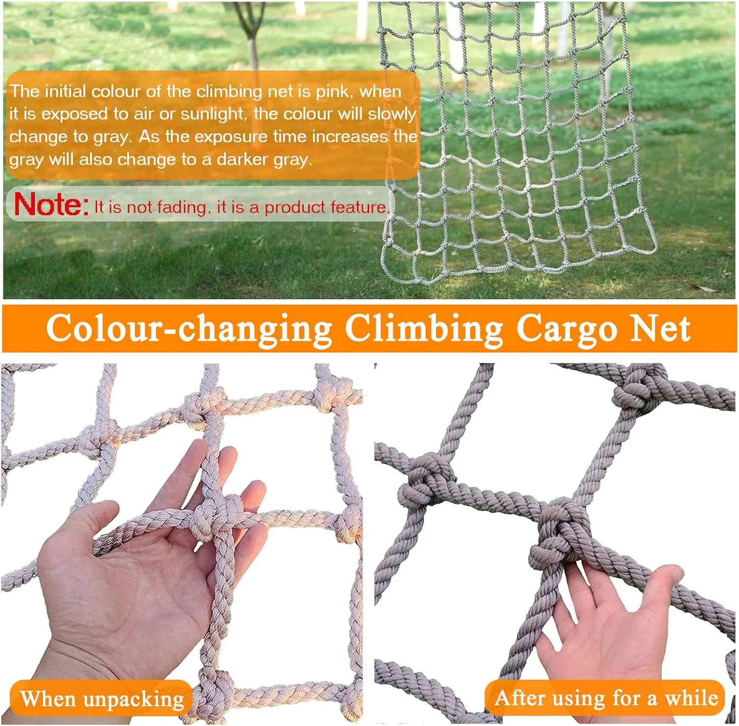 Climbing Cargo Net,Playground Climbing Net,Heavy Duty Climbing Net,Safety Protection Net,Rope Ladder,Swingset,Treehouse(Size:118 * 157.5 Inch)