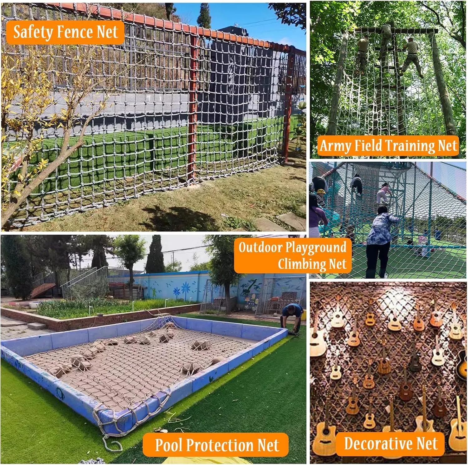 Climbing Cargo Net,Playground Climbing Net,Heavy Duty Climbing Net,Safety Protection Net,Rope Ladder,Swingset,Treehouse(Size:118 * 157.5 Inch)