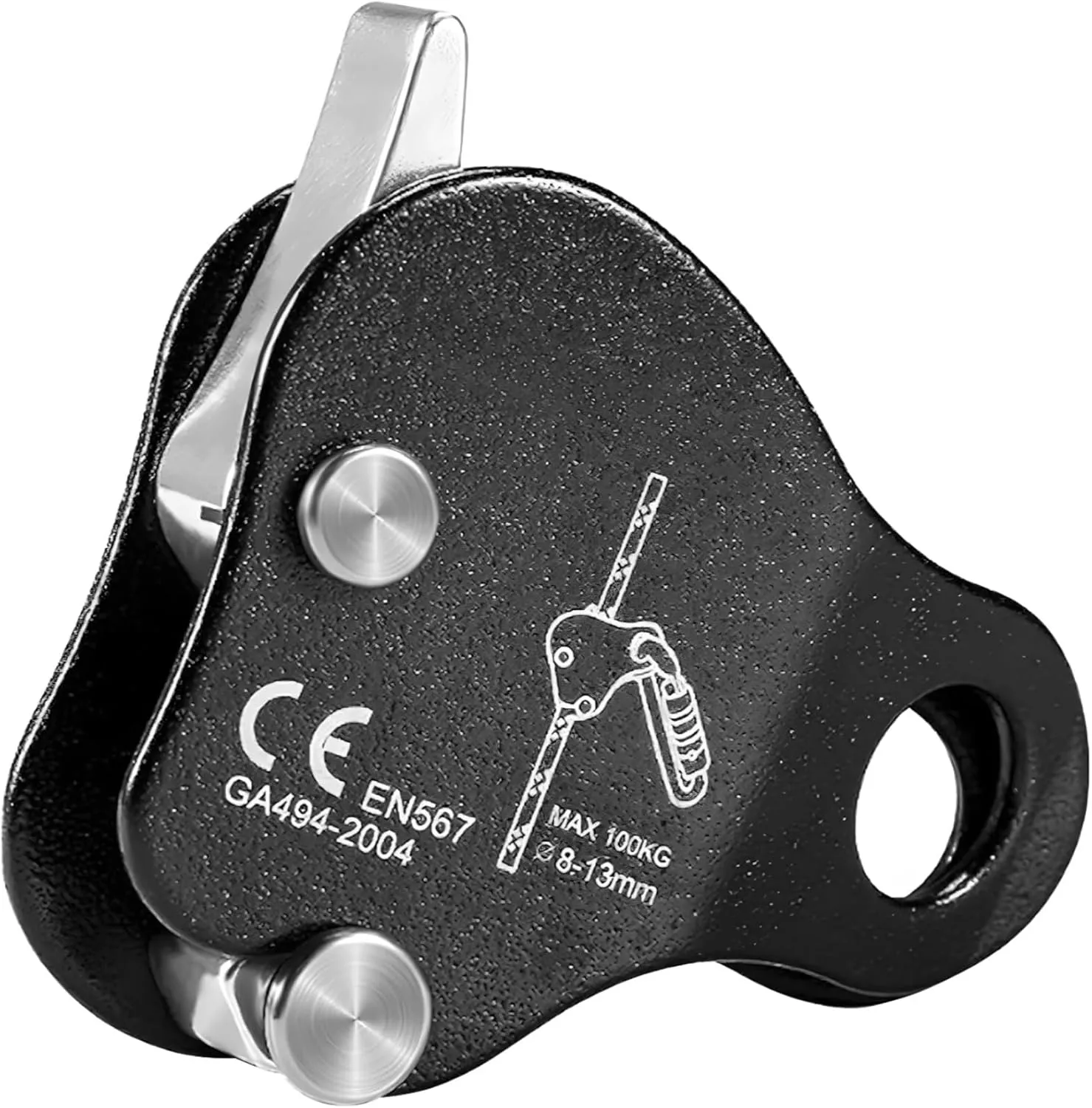 Climbing Fall Protection Device, Aluminum Rope Grab for Rescue, Mountaineering, and Aerial Jobs