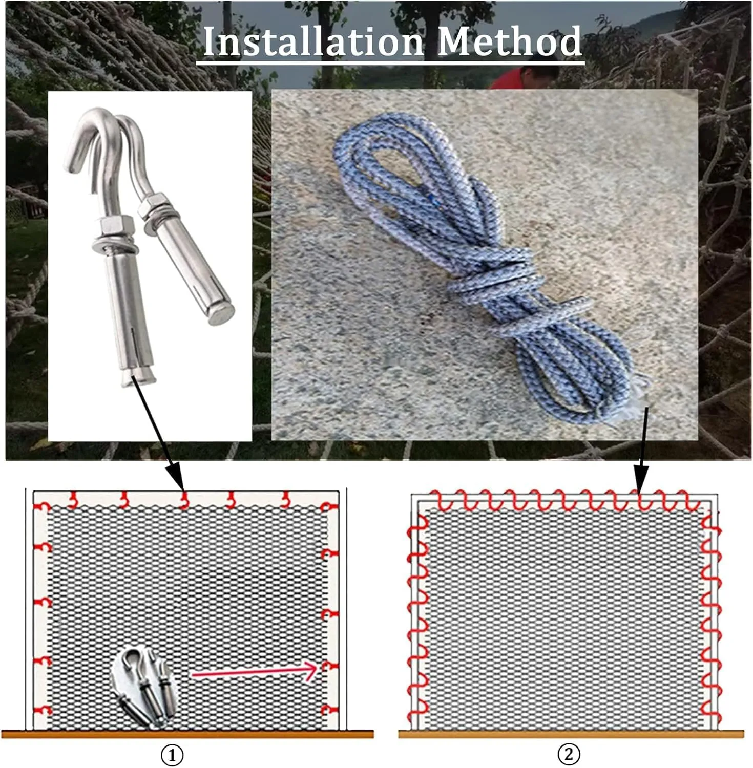 Climbing Frame Net for Kids - Heavy-Duty Hemp Rope Netting for Outdoor Playgrounds, Jute Rope Nets, Treehouse Safety Railings, Garden Plant Protection(11.5*14.8ft)