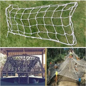 Climbing Frame Net for Kids - Heavy-Duty Hemp Rope Netting for Outdoor Playgrounds, Jute Rope Nets, Treehouse Safety Railings, Garden Plant Protection(11.5*14.8ft)