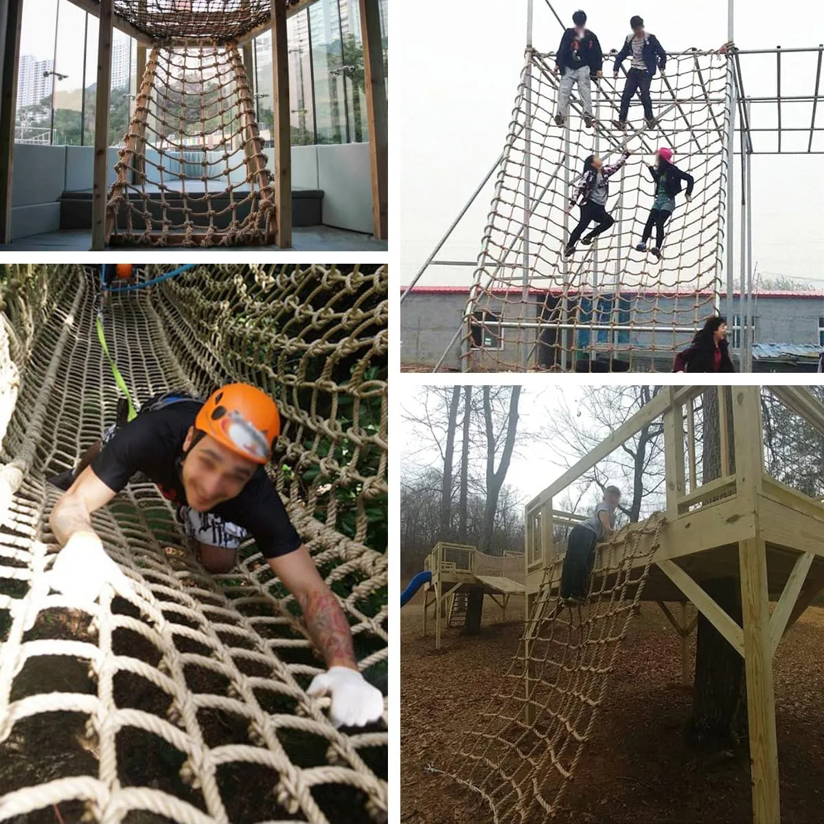 Climbing Net for Kids and Adults,16mm Thick Jute Hemp Rope Nets,Playground Play Climbing Net,Outdoor Treehouse Rope Ladder Hammock,Heavy Duty Large Military Climbing Net for Outdoor(Size:2mx4m)