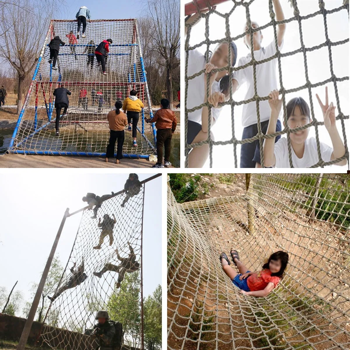 Climbing Net for Kids and Adults,16mm Thick Jute Hemp Rope Nets,Playground Play Climbing Net,Outdoor Treehouse Rope Ladder Hammock,Heavy Duty Large Military Climbing Net for Outdoor(Size:2mx4m)