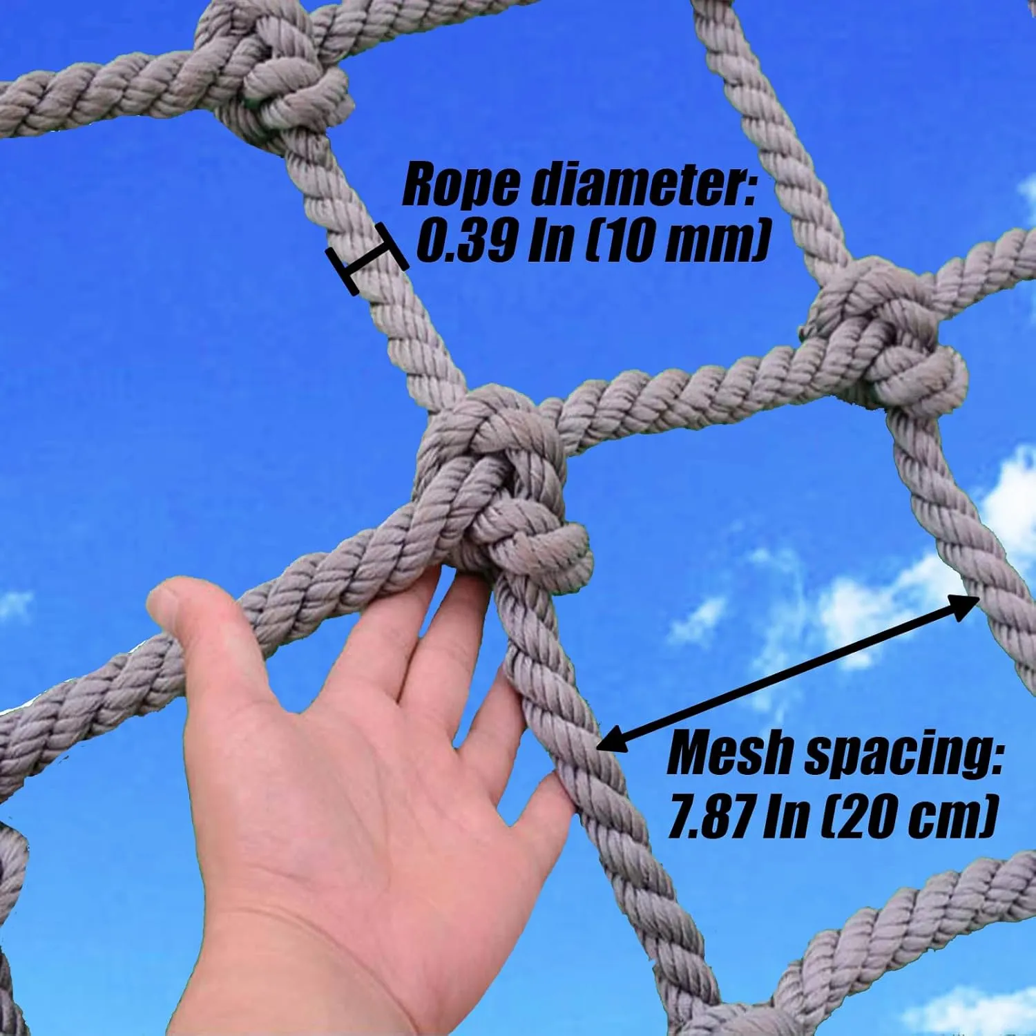 Climbing Net for Kids Balcony Netting for Pets,Apartment,Stair,Trampoline,Playground,Child Safety Rope Net for Garden Treehouse,177.17 * 393.7 inch