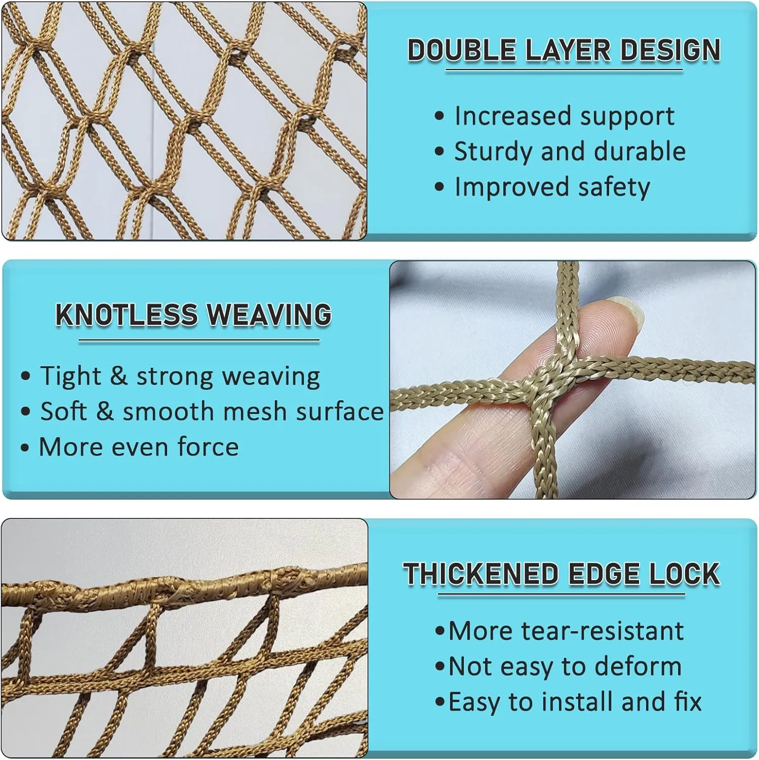 Climbing Net for Kids Double Layers Playground Safety Net Polyester Climbing Cargo Net Rope Bridge Nets for Treehouse Backyard Monkey Bars