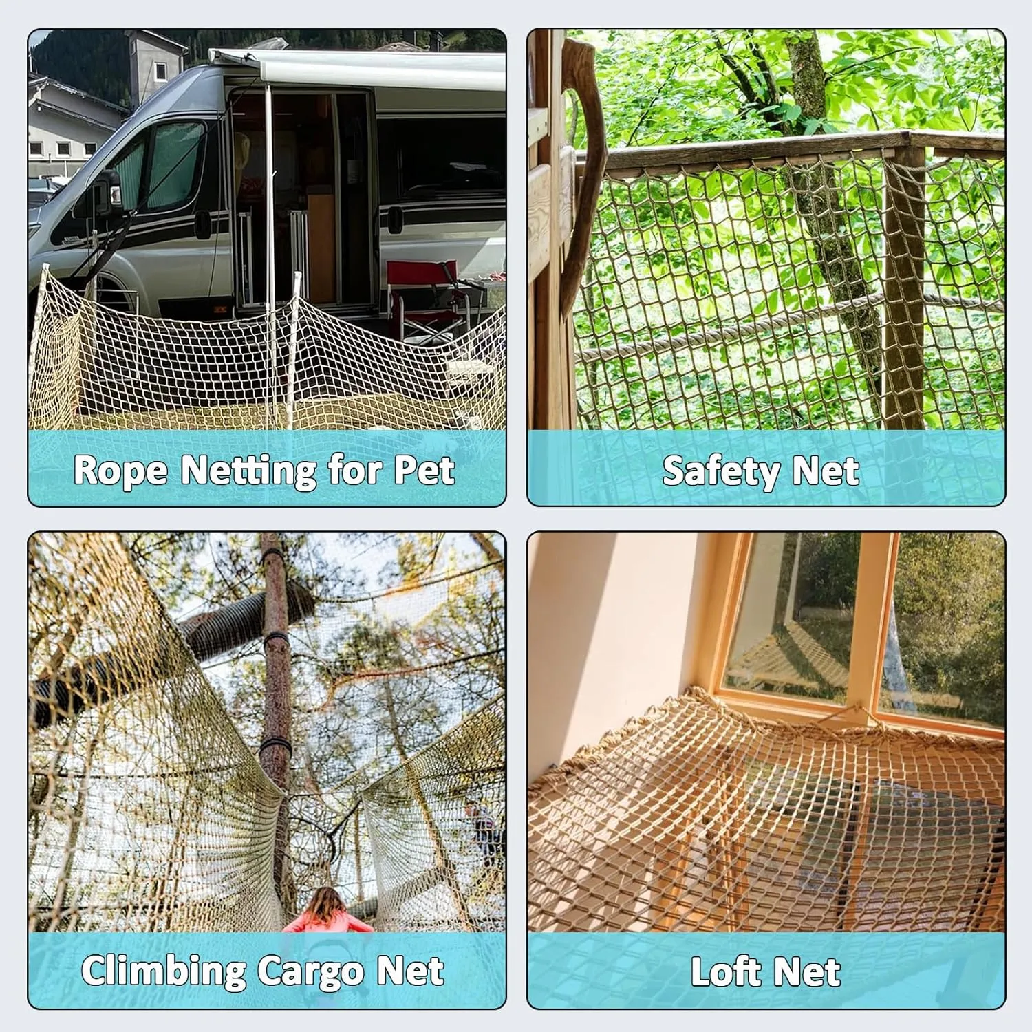 Climbing Net for Kids Double Layers Playground Safety Net Polyester Climbing Cargo Net Rope Bridge Nets for Treehouse Backyard Monkey Bars