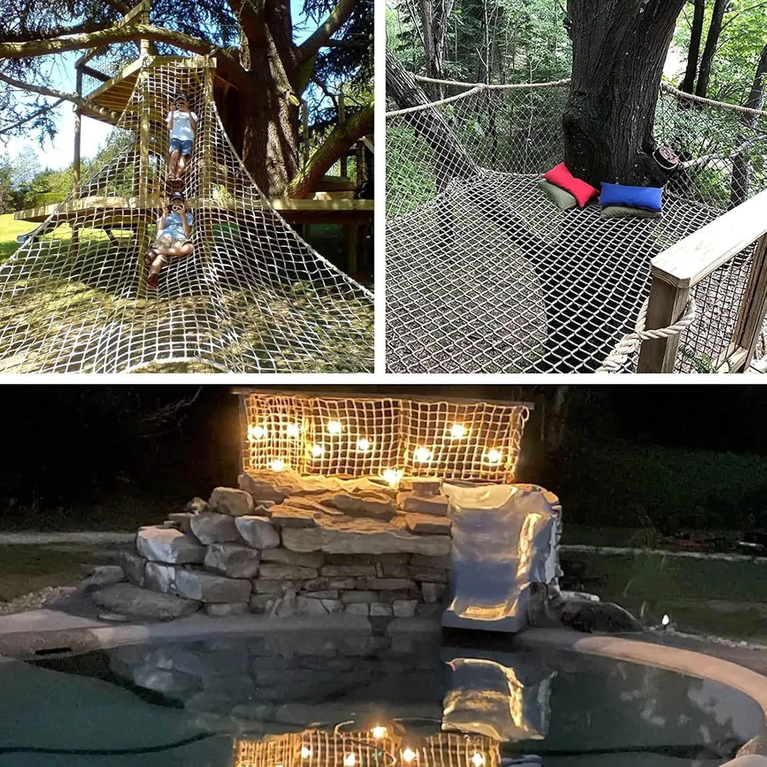Climbing Net for Kids Outdoor Heavy Duty Climbing Cargo Net Playground Netting Tree Net Hammock Safety Rope Ladder for Inside, Outside, Backyard,1x5.5m(3.3x18ft)