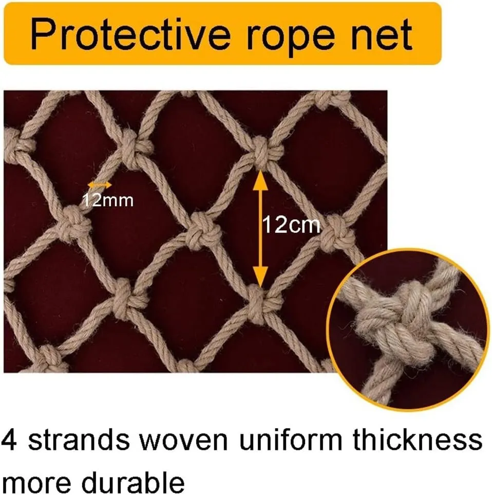 Climbing Net for Kids, Treehouse Safety Net Child Swing Fence Netting Rope Ladder Truck Trailer Heavy Duty Cargo Net (Color : 12mm*12cm, Size : 1x4m)