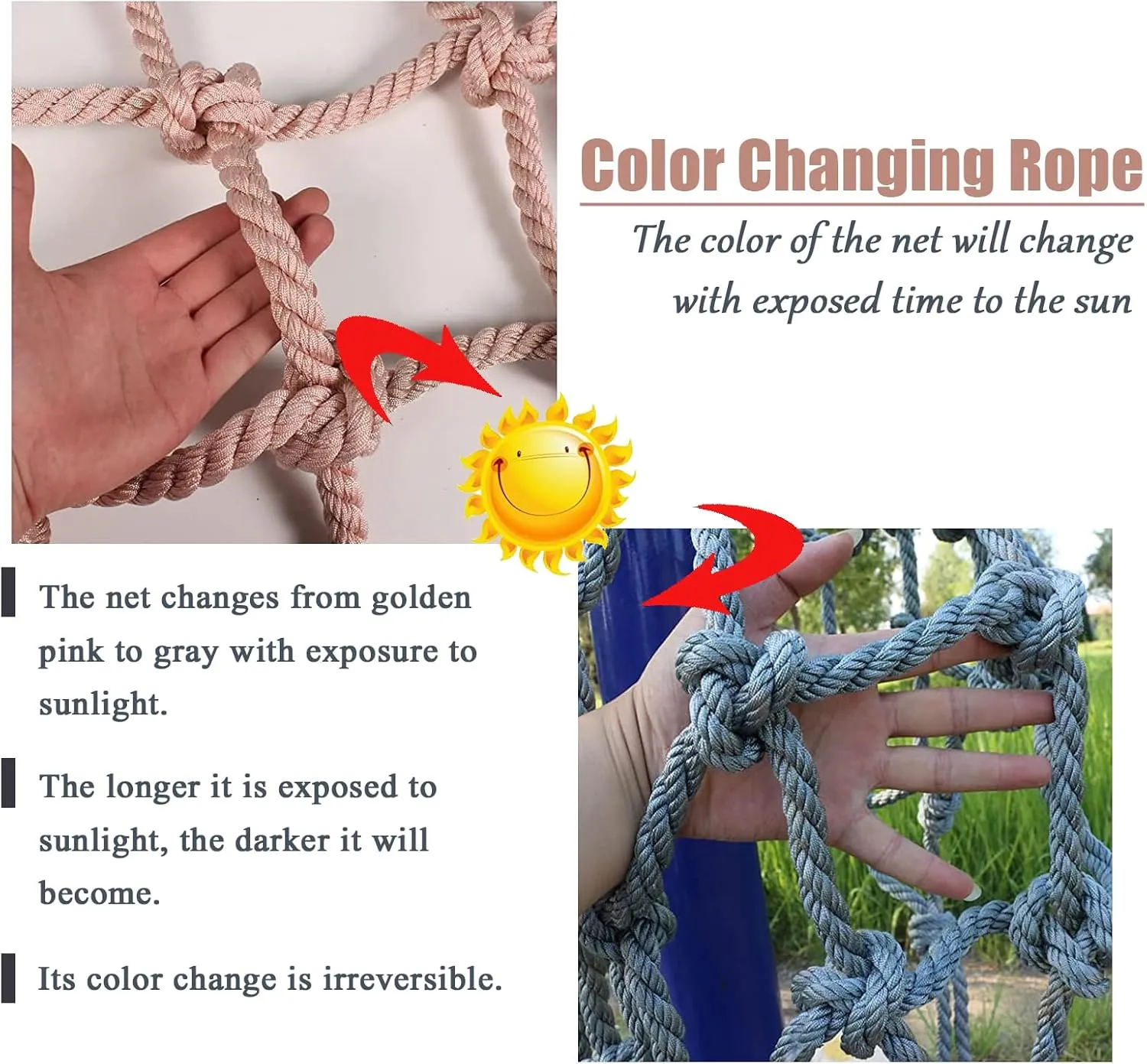 Climbing Net for Kids,Safety Protection Net for Indoor Outdoor Cargo Rope Ladder Truck Trailer Netting for Balcony Rock Climbing Wall Playhouse,118.11 * 275.59 inch