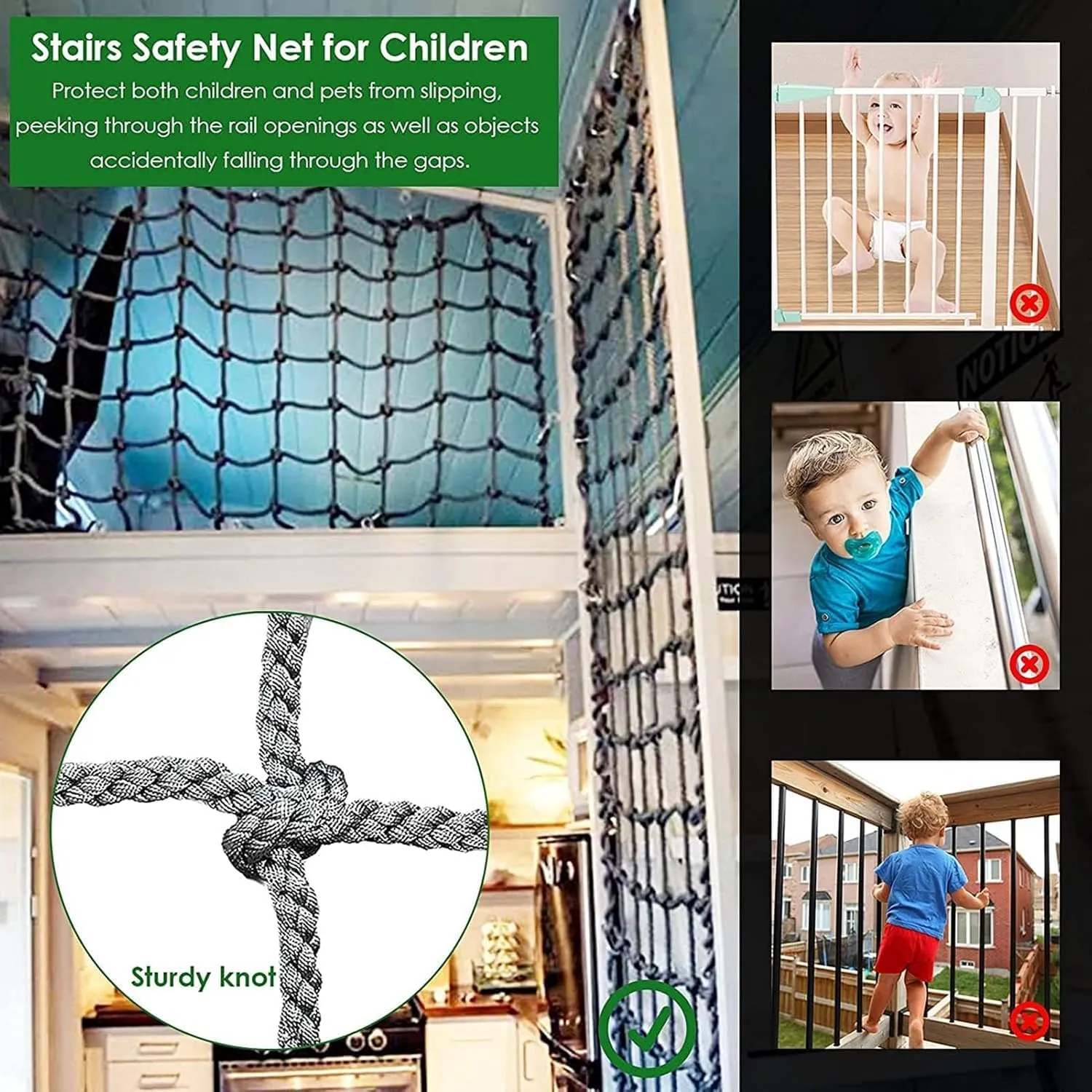 Climbing Net for Outdoor Kids Adults, Backyard Playground Climbing Cargo Net, Heavy Duty Climbing Cargo Net Rope Ladder, for Obstacle Course Training, Balcony Railing Safety Protection.,3m*4m