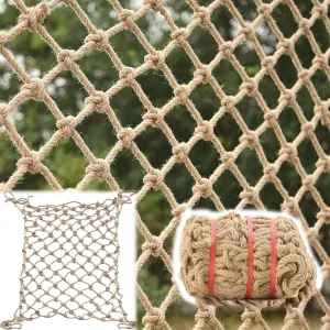 Climbing Net - Heavy-Duty Double Layer Hemp Rope Netting for Playground, Treehouse Accessories, Durable Polyester, Jute Adventure Climbing Nets(3x23FT/1x7(M))
