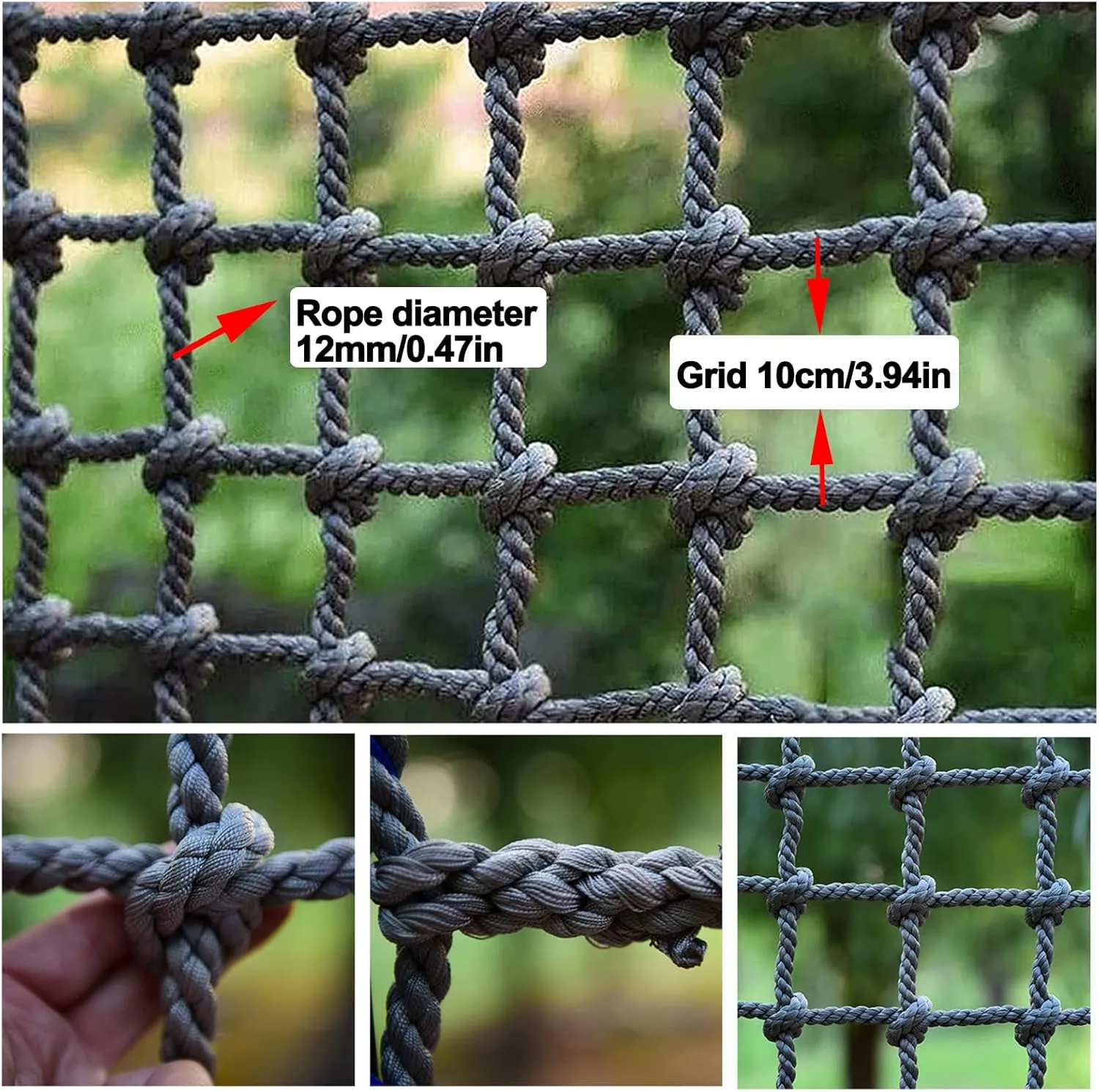 Climbing Net Kids Playground Play Safety Net Outdoor Heavy Duty Climbing Cargo Net Rope Ladder for Treehouse Stair Balcony Railing Protection Net,6.6x16.5ft